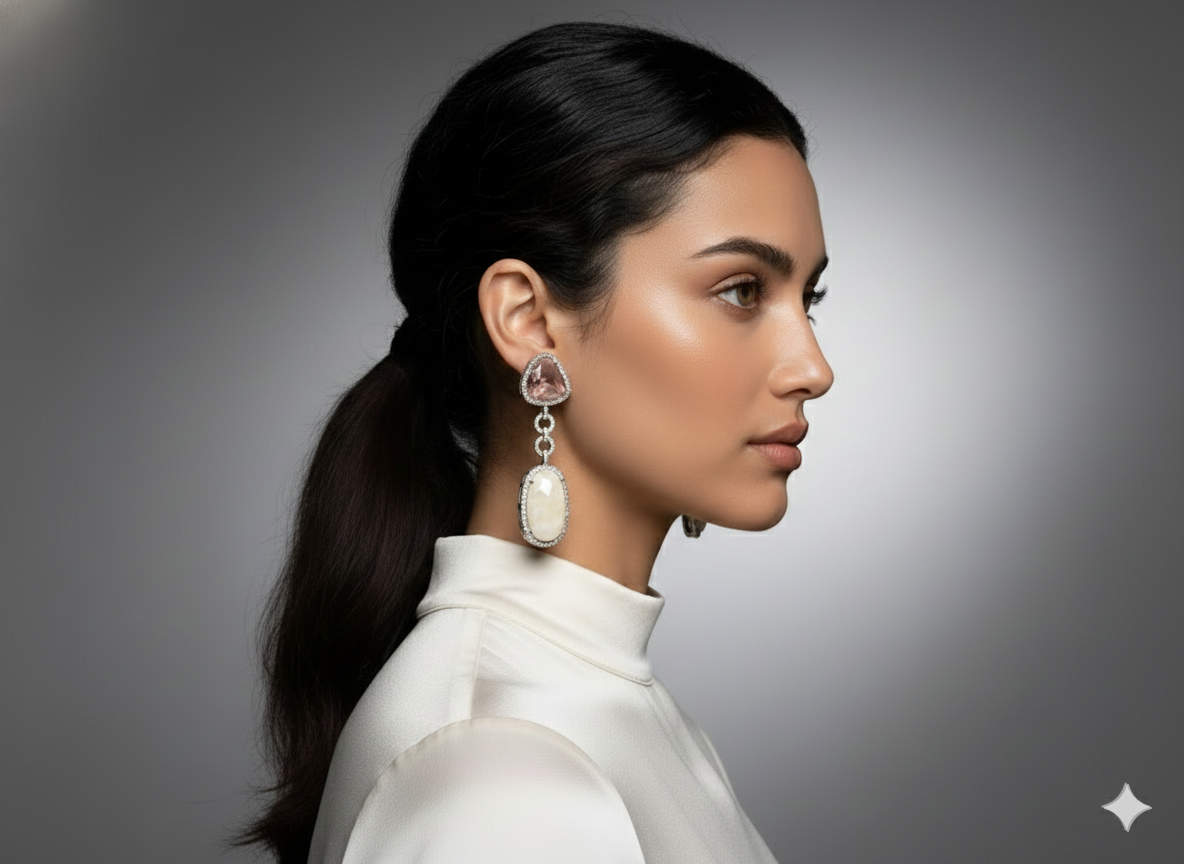 Luxury Dual-Tone Sapphire Drop Earrings