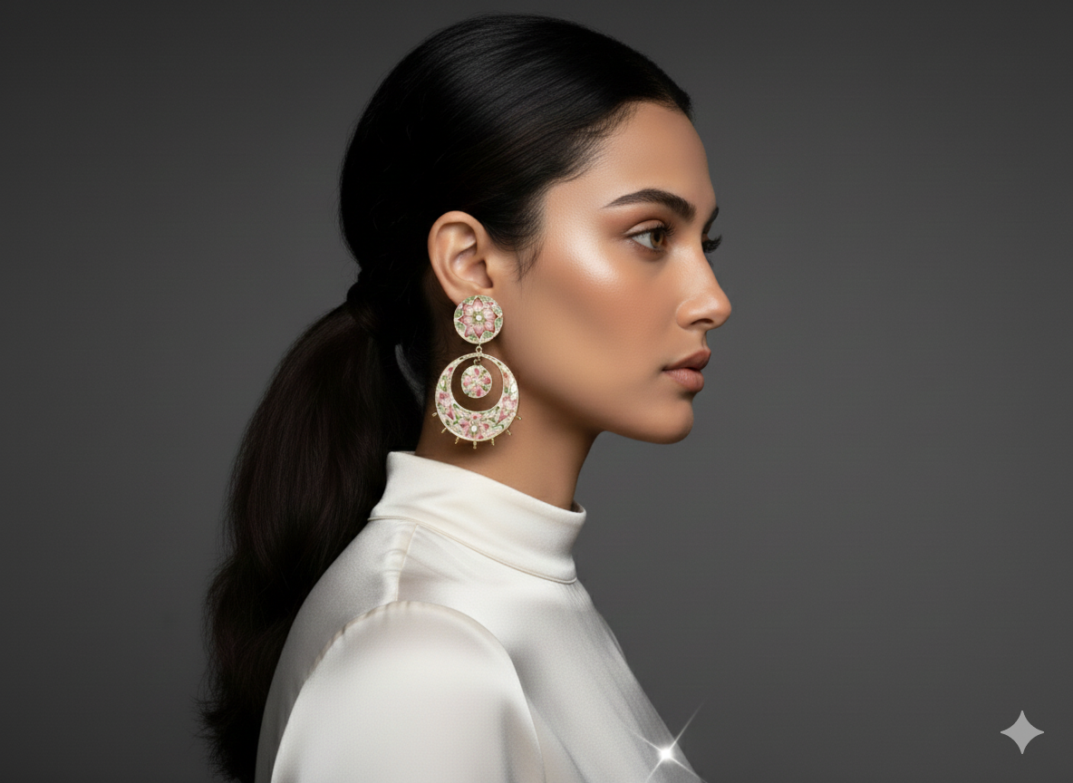 Hand-Painted Floral Hoop Earrings | Statement Ethnic Jewellery for Women