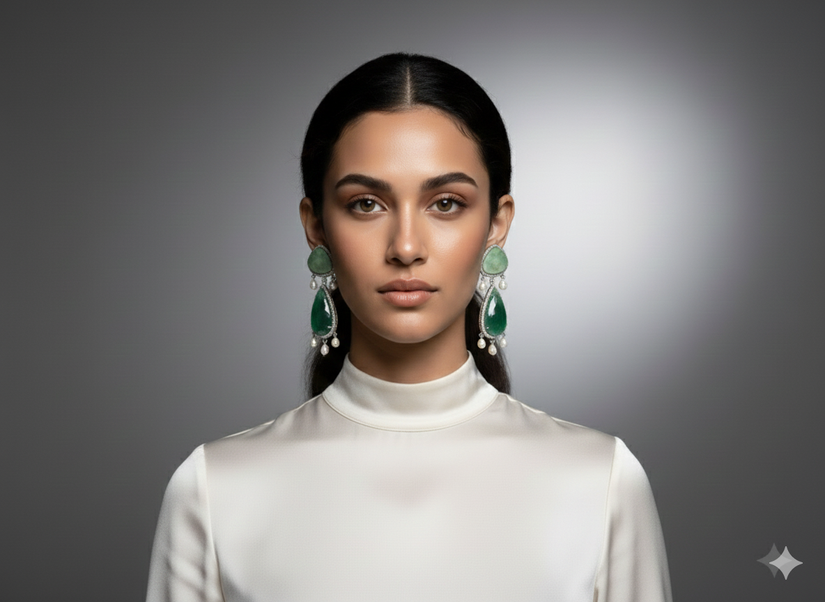 Mesmerizing Green Gemstone Sapphire Teardrop Earrings