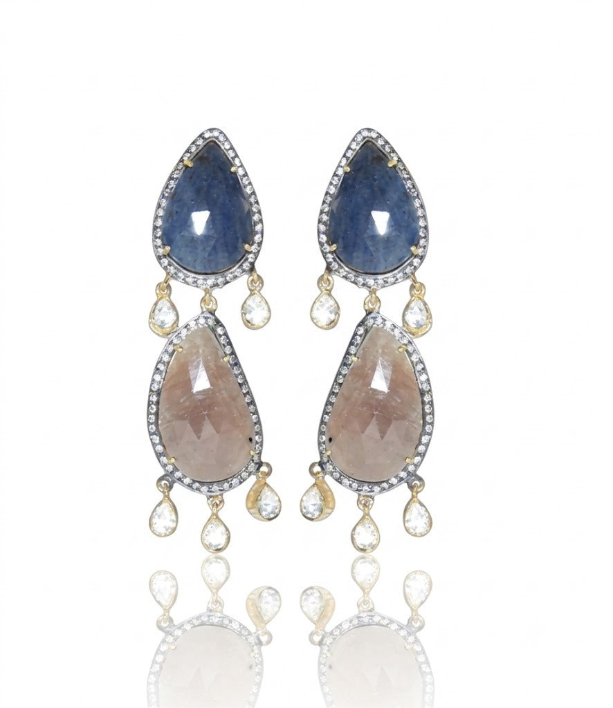 Elegant Dual-Tone Tear Drop Earrings