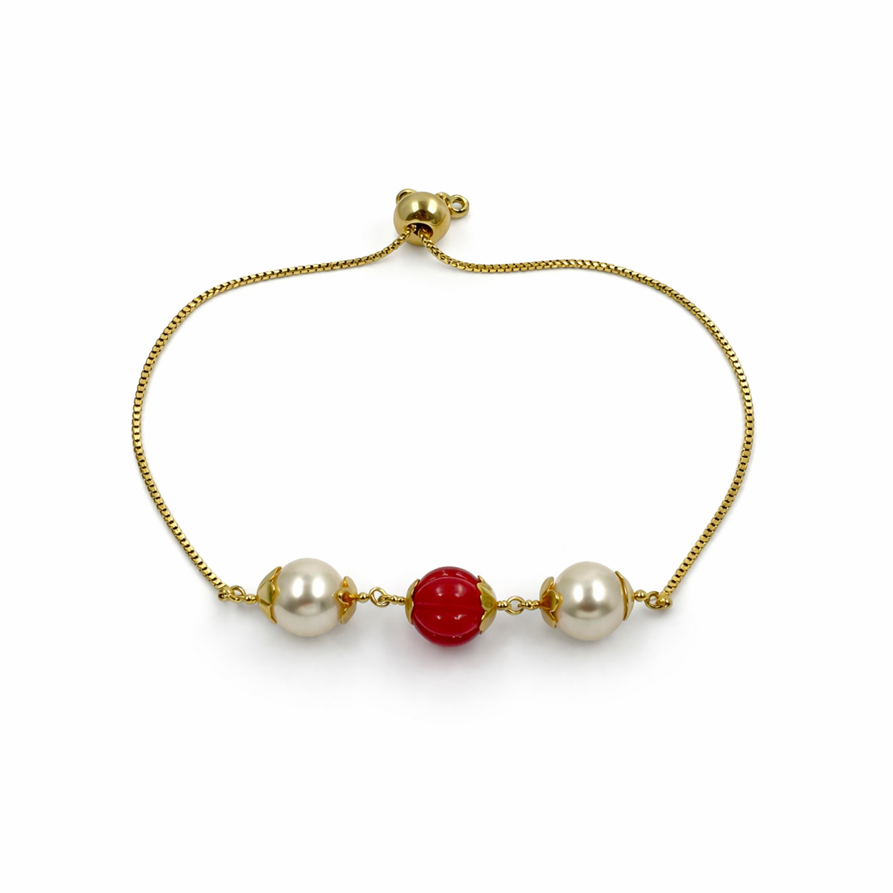 Coral Pearl Luxe Bracelet – A Bold Touch of Timeless Elegance