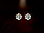 Royal Blue Polki Floral Stud Earrings