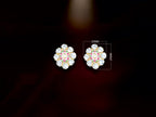 Pink & Green Polki Floral Stud Earrings