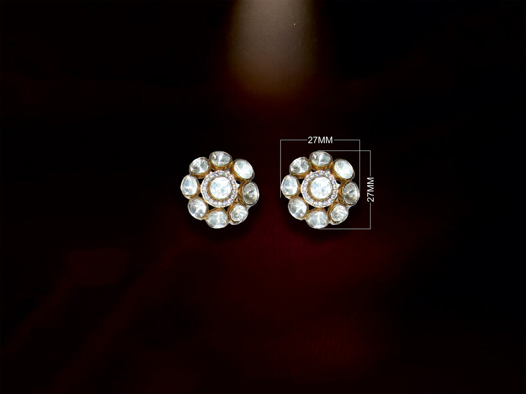 Classic Polki Floral Stud Earrings
