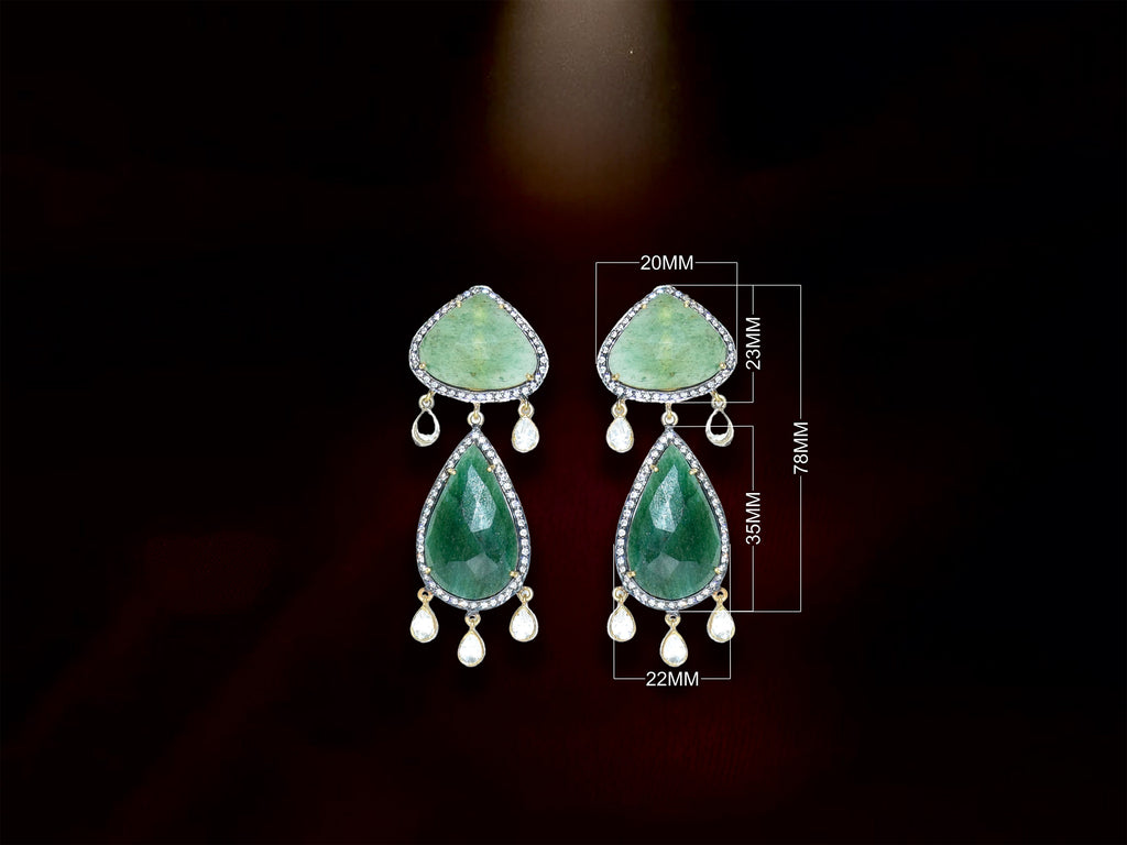 Mesmerizing Green Gemstone Sapphire Teardrop Earrings