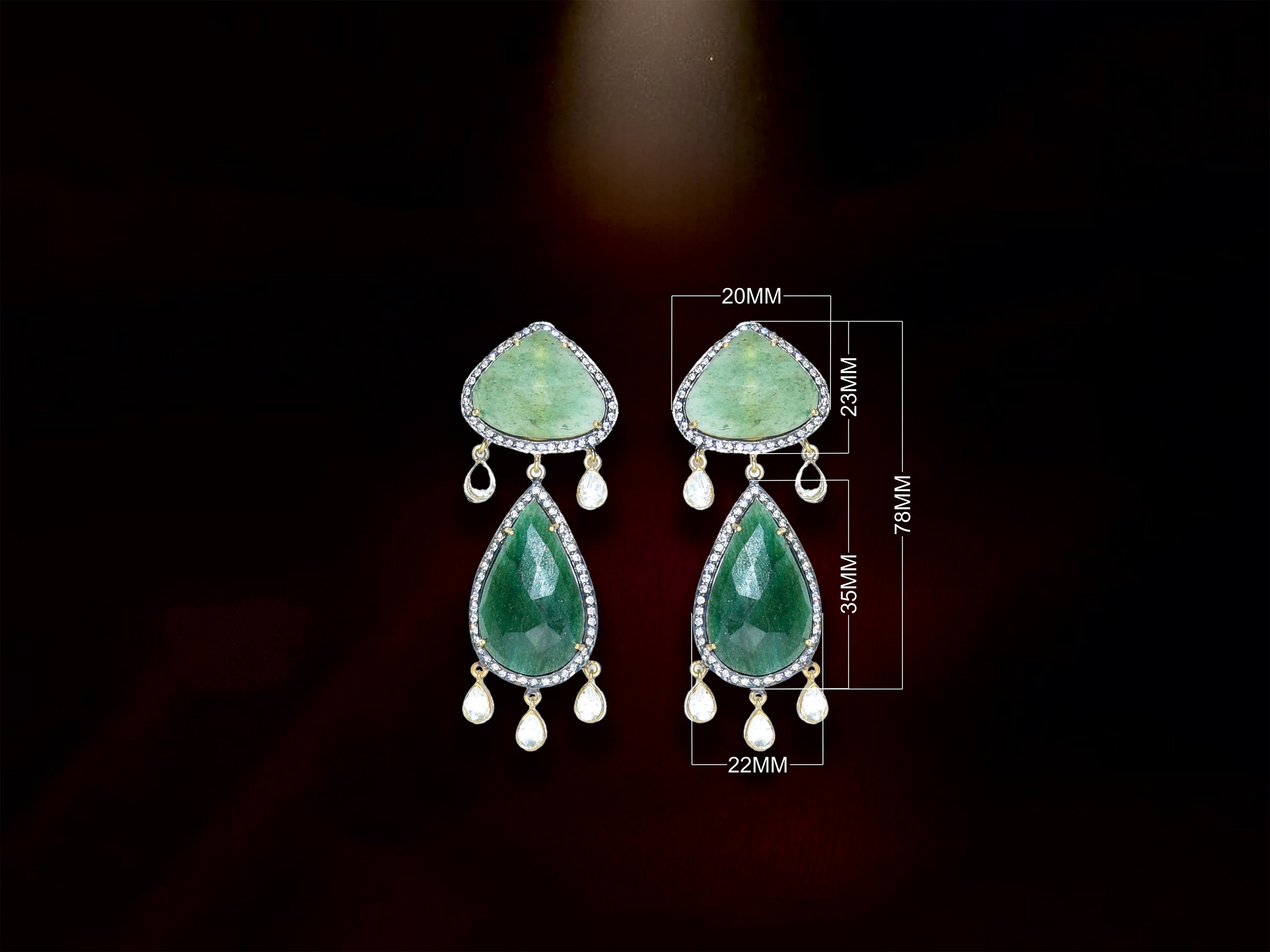 Mesmerizing Green Gemstone Sapphire Teardrop Earrings