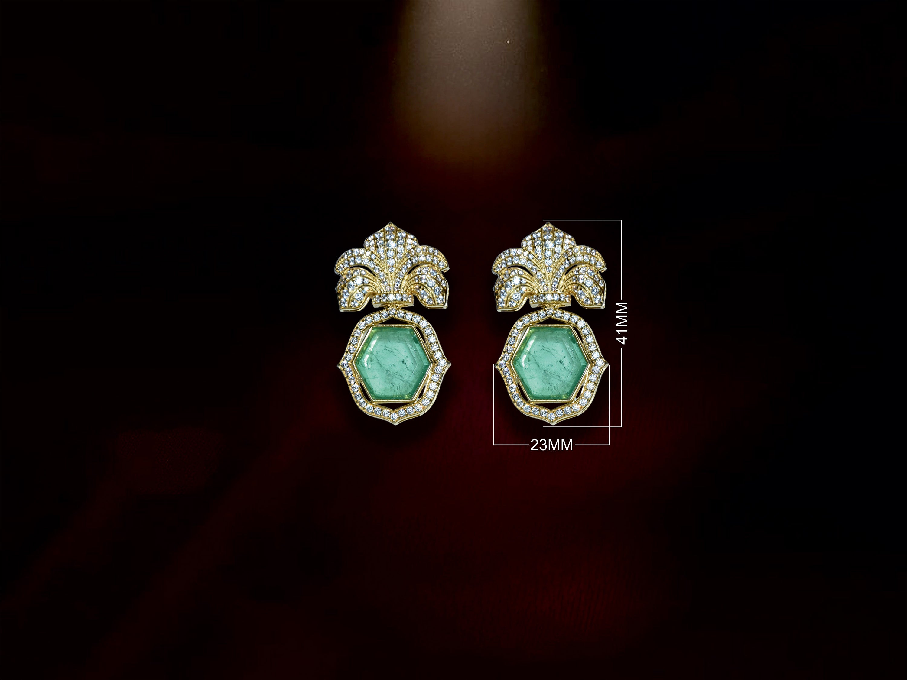 Royal Emerald Floral Statement Earrings