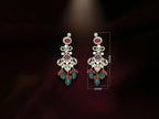 Red & Green Polki Drop Earrings